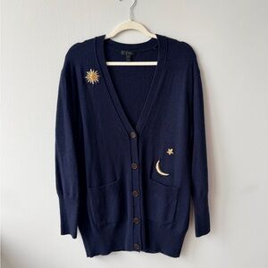 J Crew Wool Blend Longline Cardigan Sun & Moon